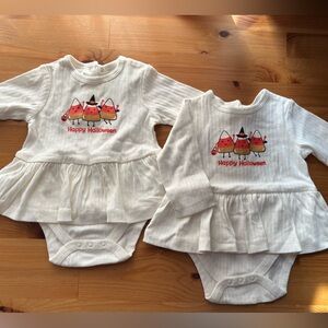 Little Me Candy Corn Happy Halloween‎ Bodysuit Dress Size 3M Bundle Of 2